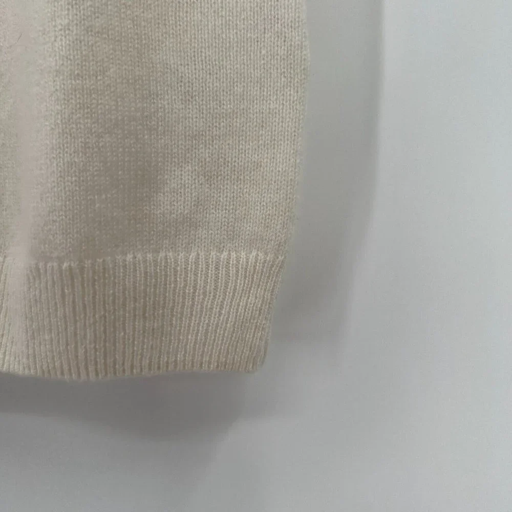 Quince Women’s Ivory Mongolian Cashmere Sweater Tee Short Sleeve sz M NWT Soft - Picture 4 of 6